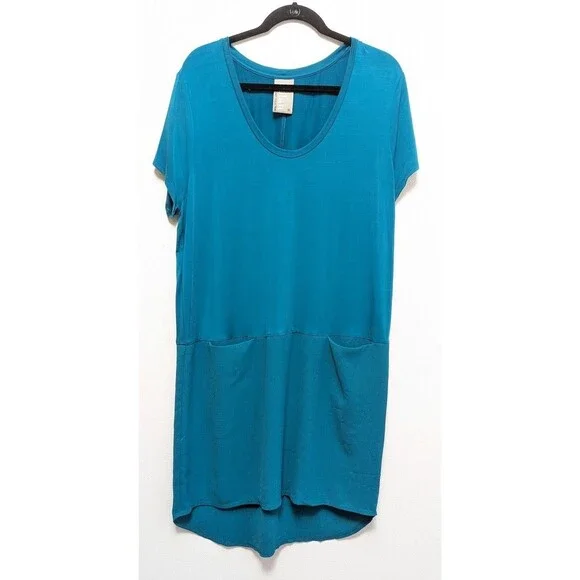 Anthropologie Dolan Left Coast Shift Dress Cupro Poly Knit Green Teal Sz 14 - Picture 2 of 5